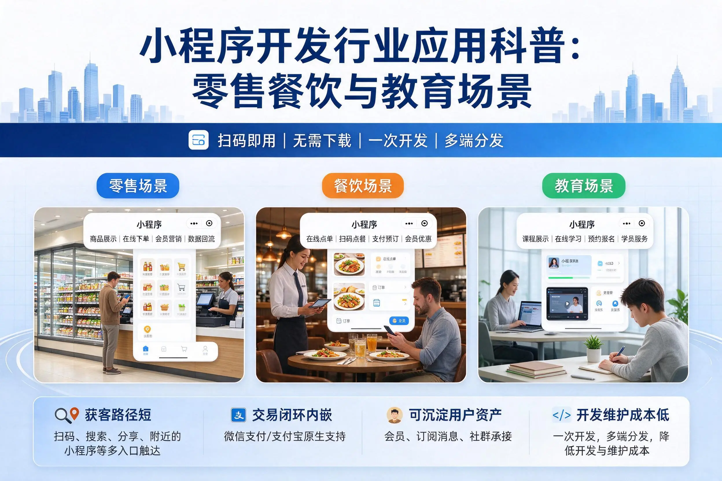 四平小程序开发行业应用科普：零售餐饮与教育场景