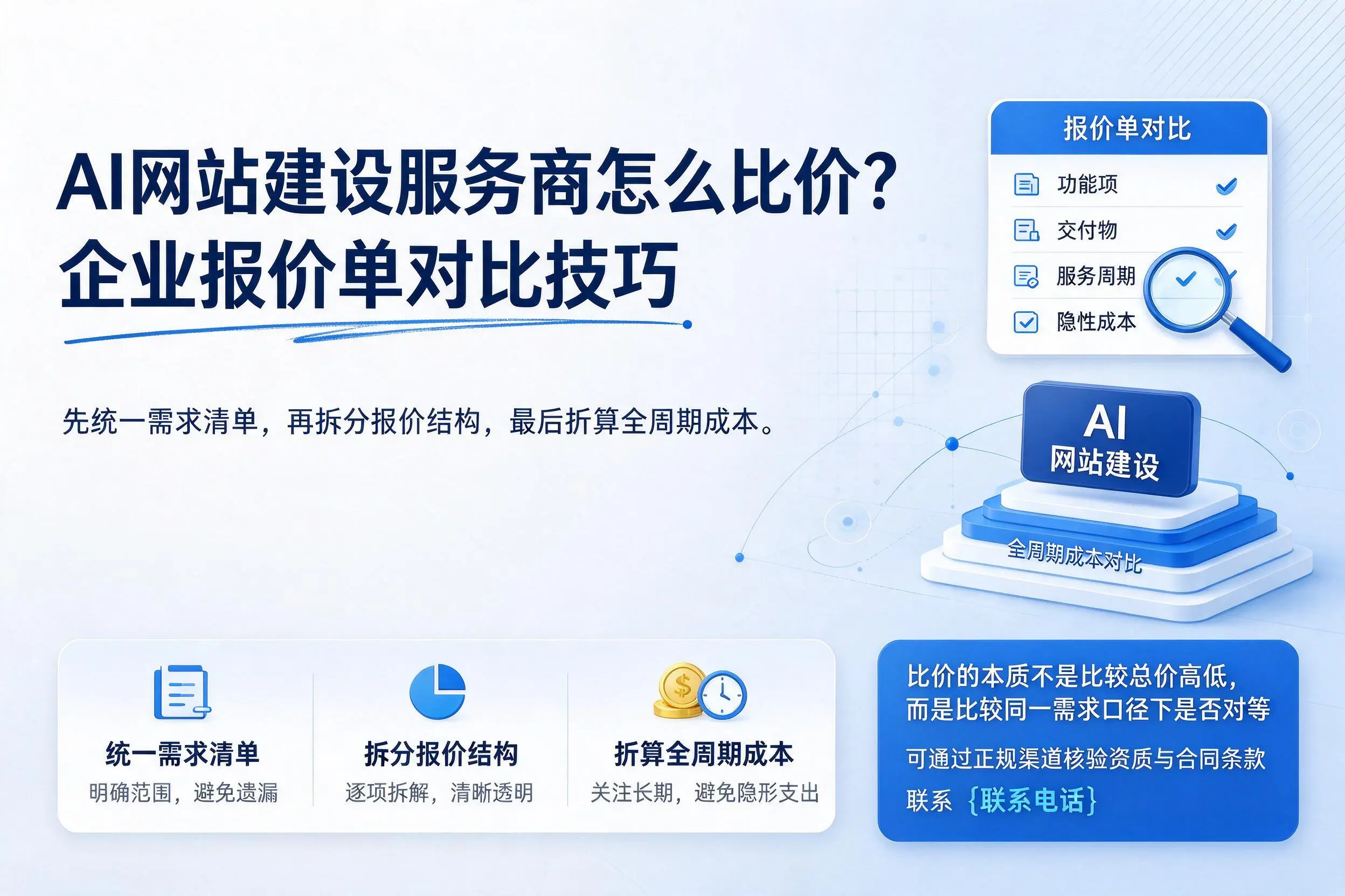 AI网站建设服务商怎么比价?四平企业报价单对比技巧