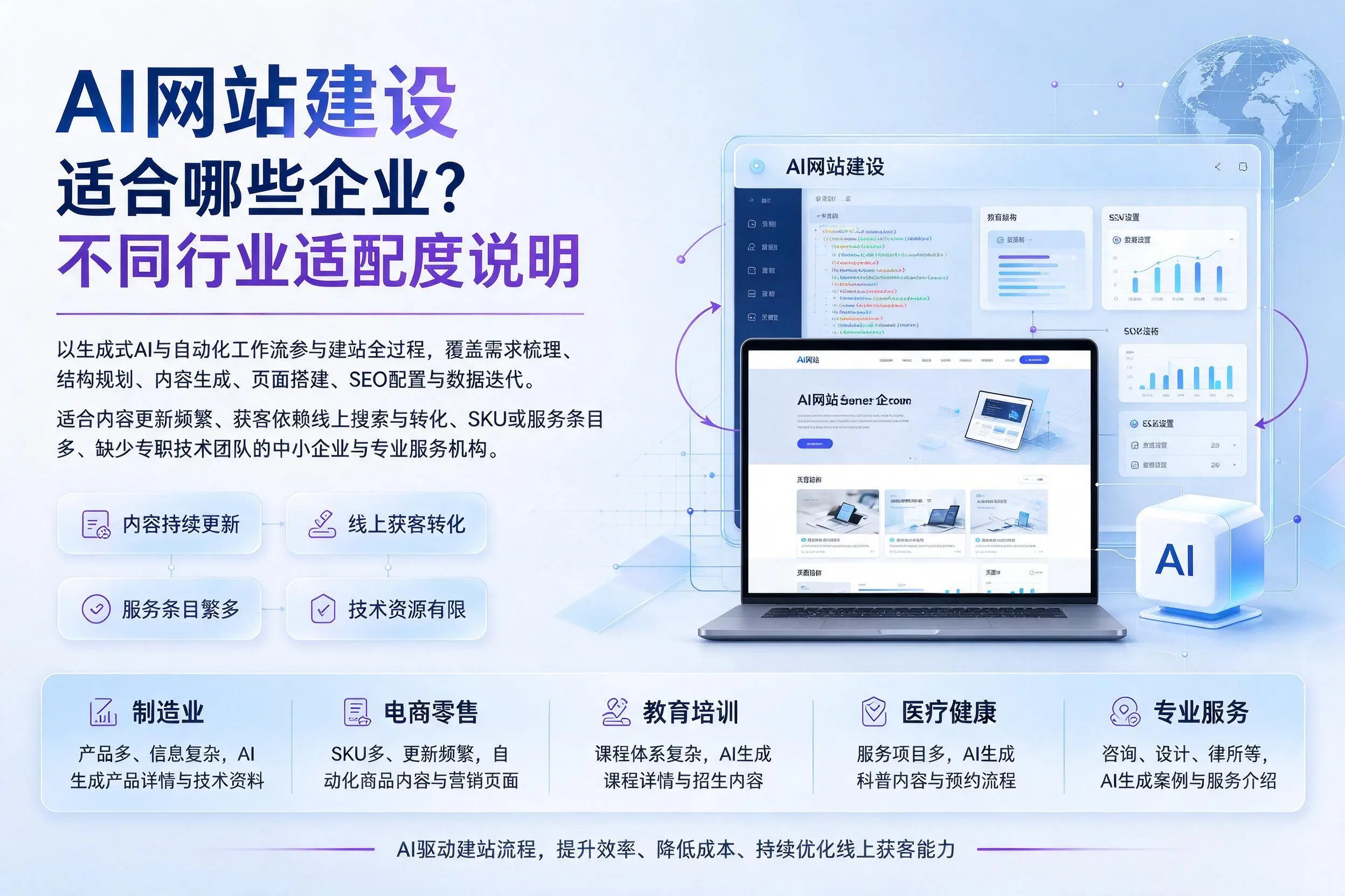 AI网站建设适合哪些企业?四平不同行业适配度说明